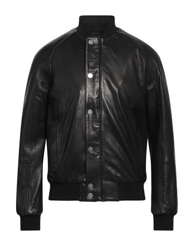 Olivieri Man Jacket Black Size 46 Lambskin, Polyester