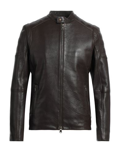 Olivieri Man Jacket Dark Brown Size 46 Lambskin In Grey
