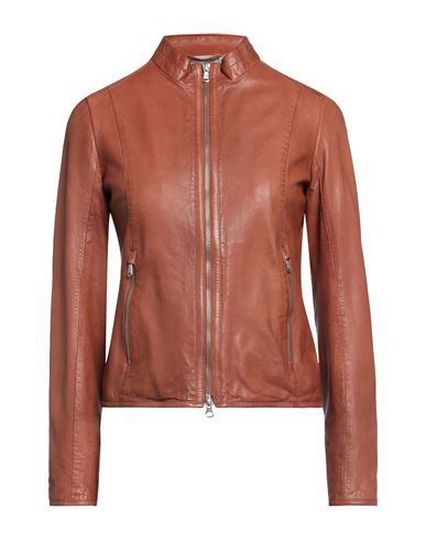 Blouson Woman Jacket Tan Size 12 Soft Leather In Brown