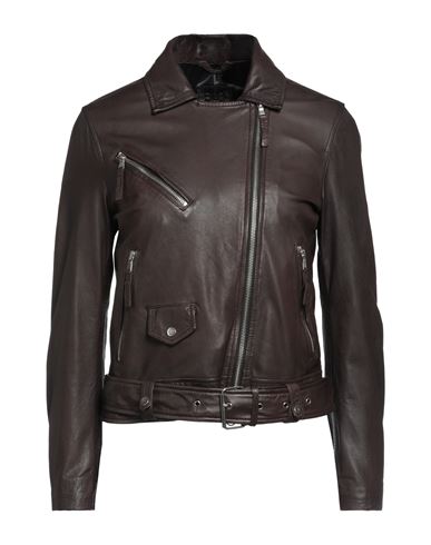 Blouson Woman Jacket Dark Brown Size 12 Soft Leather