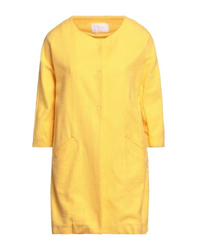 Annie P . Woman Overcoat Yellow Size 12 Cotton