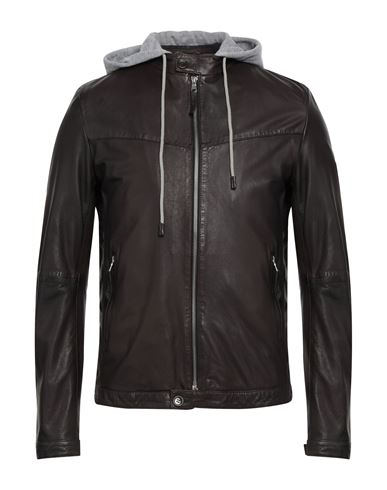 Blouson Man Jacket Dark Brown Size 36 Soft Leather In Black