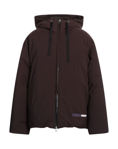 Shop Oamc Man Jacket Dark Brown Size L Polyester, Wool, Polyamide, Elastane