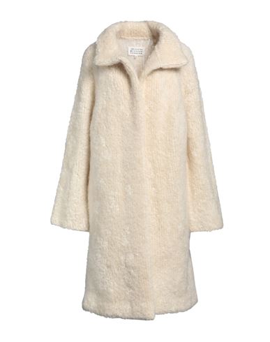 Maison Margiela Woman Coat Ivory Size M Mohair Wool, Wool In White