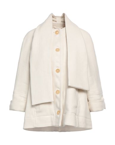 High Woman Coat Off White Size L Virgin Wool, Hemp, Nylon, Cotton