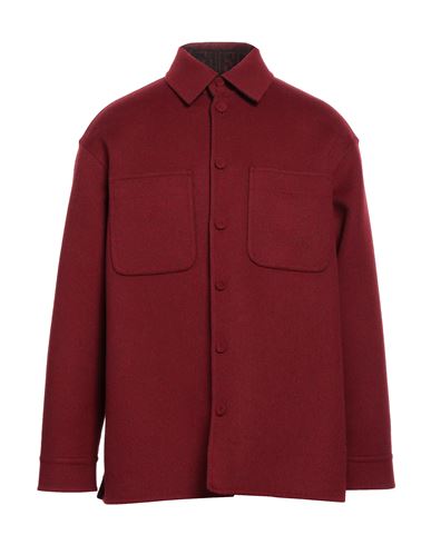 Fendi Man Shirt Brick Red Size 38 Virgin Wool, Silk