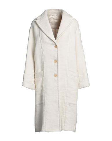 High Woman Coat Ivory Size M Virgin Wool, Hemp, Nylon, Cotton In White