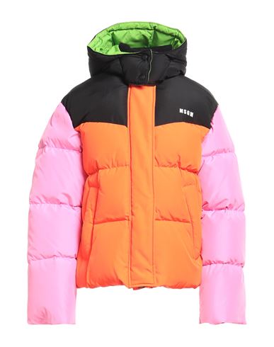 Msgm Zip-up Paneled Down Jacket In Multicolor