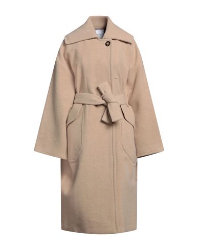 Patou Woman Coat Sand Size 6 Wool, Polyamide In Beige