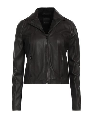 Pinko Woman Jacket Dark Brown Size 4 Lambskin, Viscose, Polyamide, Elastane
