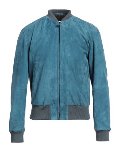 Olivieri Man Jacket Pastel Blue Size 46 Lambskin, Polyester