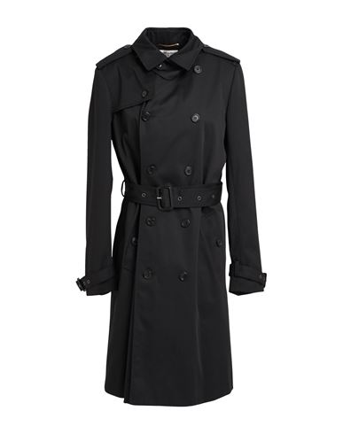 Saint Laurent Woman Overcoat Black Size 10 Polyester, Cotton