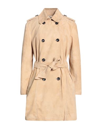 Olivieri Woman Overcoat Sand Size 14 Calfskin In Beige