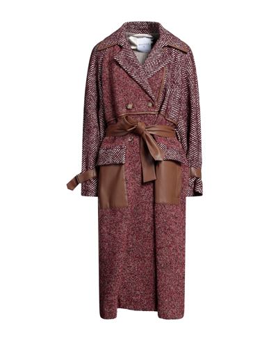 Beatrice B Beatrice .b Woman Coat Burgundy Size 4 Acrylic, Polyester, Wool, Cotton, Polyurethane In Red