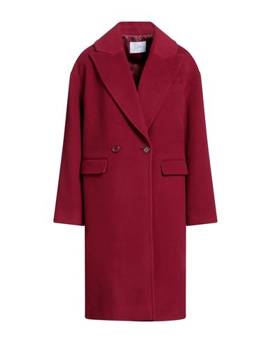 Soallure Woman Coat Garnet Size 6 Virgin Wool, Polyamide In Red