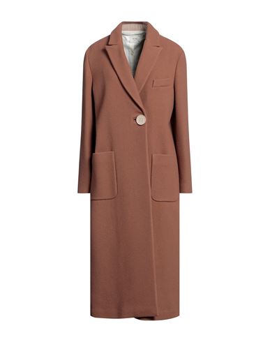 Alysi Woman Coat Brown Size 8 Virgin Wool, Polyamide In Beige