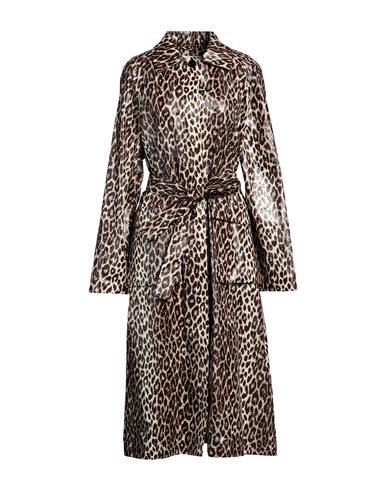 Jil Sander Woman Overcoat & Trench Coat Brown Size 4 Cotton, Silk