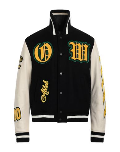 Off-white Black Wool Blend Jacket Black Off White Uomo 48 In Black Yellow