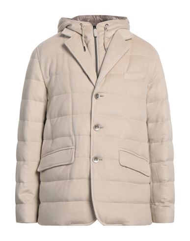 Herno Man Puffer Beige Size 44 Cashmere, Polyester In Grey