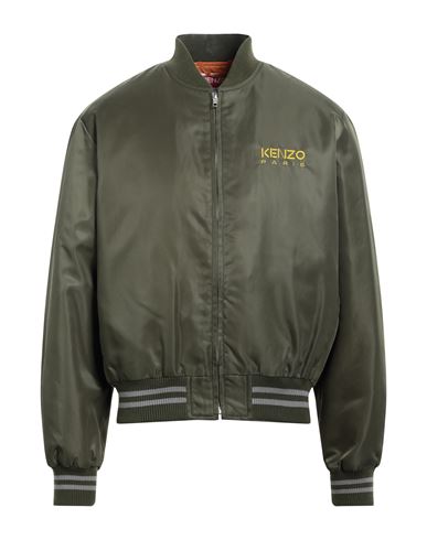 Kenzo Man Jacket Military Green Size Xl Polyamide, Acrylic, Cotton