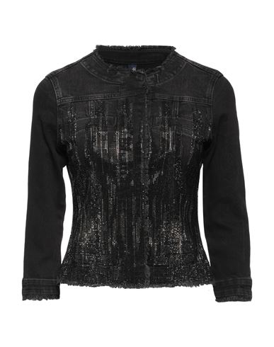 Liu •jo Woman Denim Outerwear Black Size 4 Cotton, Elastane