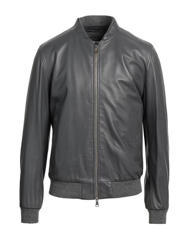 Liu •jo Man Man Jacket Lead Size S Soft Leather In Grey