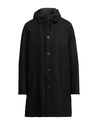 Herno Man Coat Black Size 42 Virgin Wool, Polyamide In Black