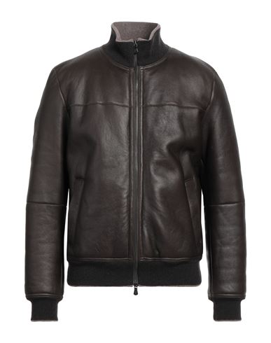 Fedeli Man Jacket Dark Brown Size 44 Lambskin, Cashmere