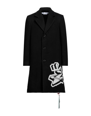 Shop Off-white Man Coat Black Size 38 Wool, Polyamide