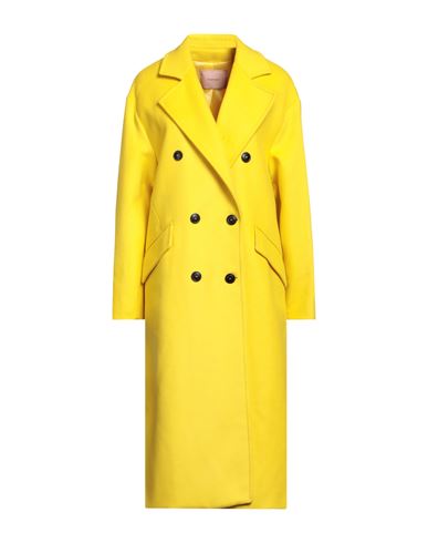 Twinset Woman Coat Yellow Size 2 Wool, Polyamide