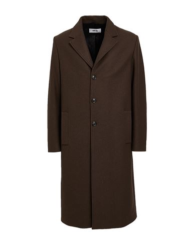 Grifoni Man Coat Dark Brown Size 38 Wool, Polyamide In Brown