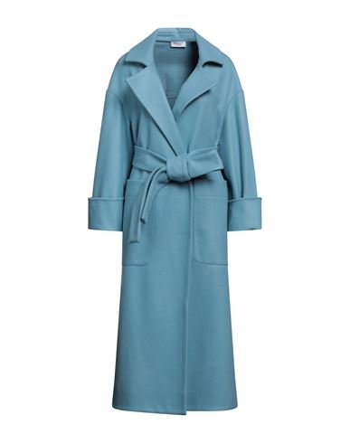 Hopper Woman Coat Light Blue Size 6 Polyester, Acrylic, Wool In Blue