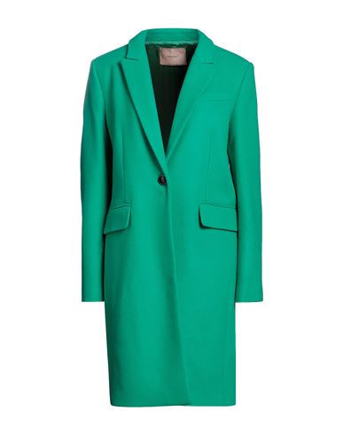 Twinset Woman Coat Green Size 10 Wool, Polyamide