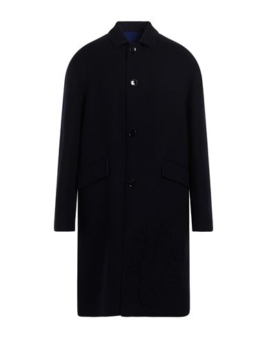 Shop Etro Man Coat Midnight Blue Size 44 Virgin Wool