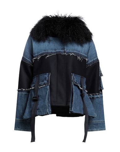 Dondup Woman Denim Outerwear Blue Size 6 Virgin Wool, Cashmere, Cotton, Elastane