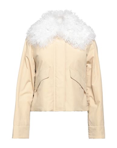 Durazzi Woman Jacket Beige Size 4 Cotton, Polyamide, Lambskin