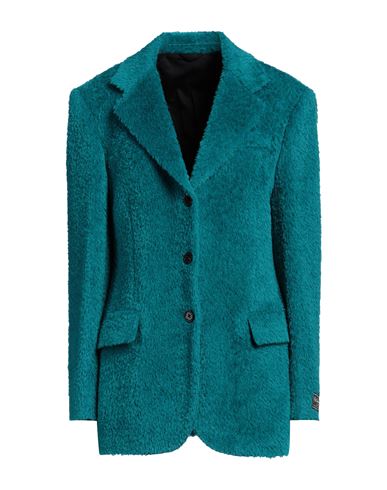 Shop Raf Simons Woman Blazer Turquoise Size 2 Alpaca Wool, Virgin Wool In Blue