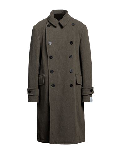 Caruso Man Coat Military Green Size 34 Wool, Linen, Polyamide