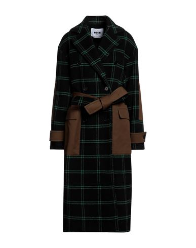 Msgm Woman Coat Black Size 4 Wool, Polyamide, Cotton