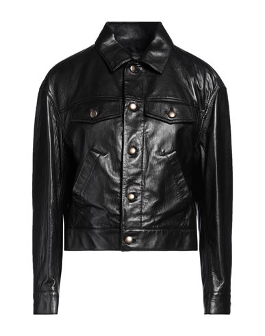 Ann Demeulemeester Woman Jacket Black Size 16 Soft Leather