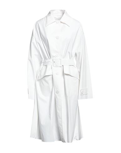 Mm6 Maison Margiela Woman Overcoat & Trench Coat White Size 4 Cotton, Polyurethane Coated