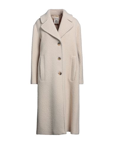 Semicouture Woman Coat Beige Size 6 Virgin Wool, Mohair Wool, Polyamide