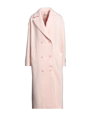 Shop Hinnominate Woman Coat Light Pink Size L Polyester, Viscose, Elastane