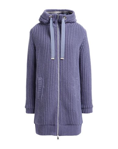 Herno Woman Coat Purple Size 12 Wool, Polyamide, Elastane, Cotton, Polyester In Blue