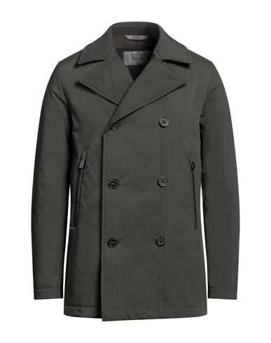 Shop Canali Man Overcoat & Trench Coat Military Green Size 44 Polyester