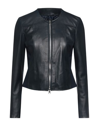 Street Leathers Woman Jacket Midnight Blue Size S Soft Leather, Viscose, Nylon, Elastane