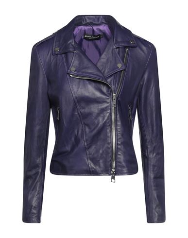Street Leathers Woman Jacket Dark Purple Size Xl Soft Leather In Purple