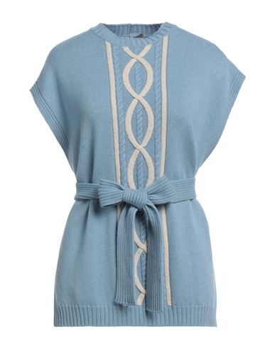 D-exterior D. Exterior Woman Cape Sky Blue Size S Merino Wool, Silk, Cashmere