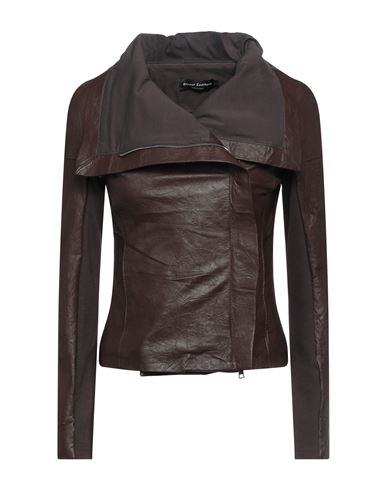 Street Leathers Woman Jacket Dark Brown Size S Soft Leather, Viscose, Nylon, Elastane