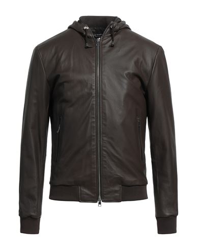 Street Leathers Man Jacket Dark Brown Size 3xl Soft Leather In Brown